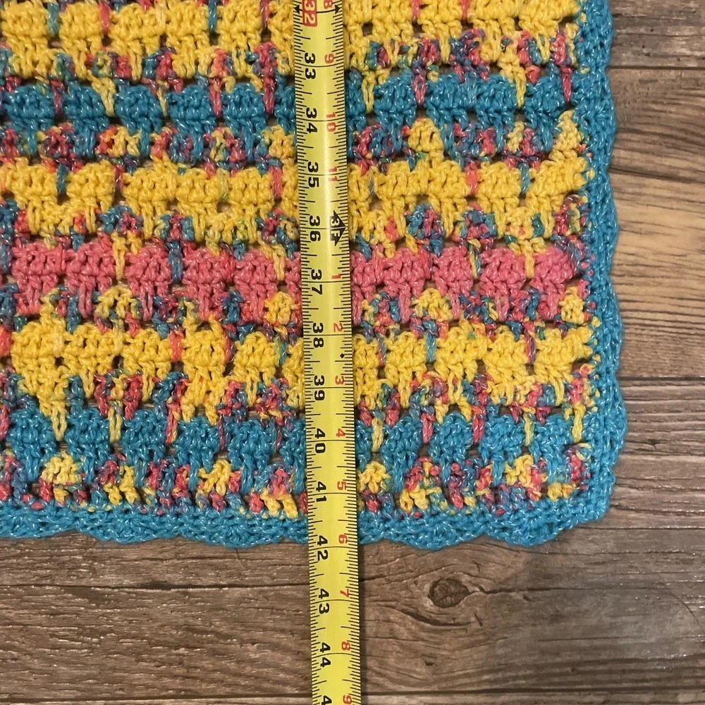 Handmade Crochet Multicolor Throw Blanket‎ 40x42